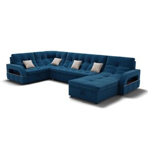 П-образный диван "Майами 4", механизм венеция, угол левый, велюр, цвет селфи 12