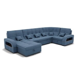 П-образный диван "Майами 4", механизм венеция, угол правый, велюр, цвет гелекси лайт 022
