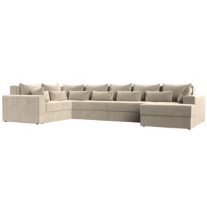 П-образный диван "Мэдисон", механизм еврокнижка, микровельвет, цвет бежевый