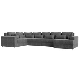 П-образный диван "Мэдисон", механизм еврокнижка, рогожка, цвет серый