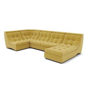 П-образный диван "Монако 4", механизм венеция, угол левый, велюр, цвет селфи 08