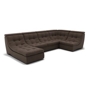 П-образный диван "Монако 4", механизм венеция, угол правый, велюр, цвет гелекси лайт 004