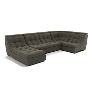 П-образный диван "Монако 4", механизм венеция, угол правый, велюр, цвет гелекси лайт 005