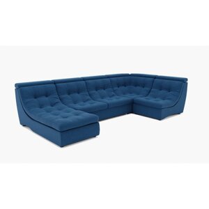 П-образный диван "Монако 4", механизм венеция, угол правый, велюр, цвет гелекси лайт 014