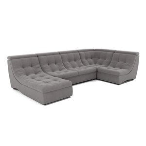 П-образный диван "Монако 4", механизм венеция, угол правый, велюр, цвет гелекси лайт 021
