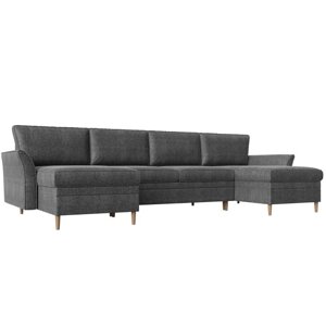 П-образный диван "София", механизм пантограф, рогожка, цвет серый