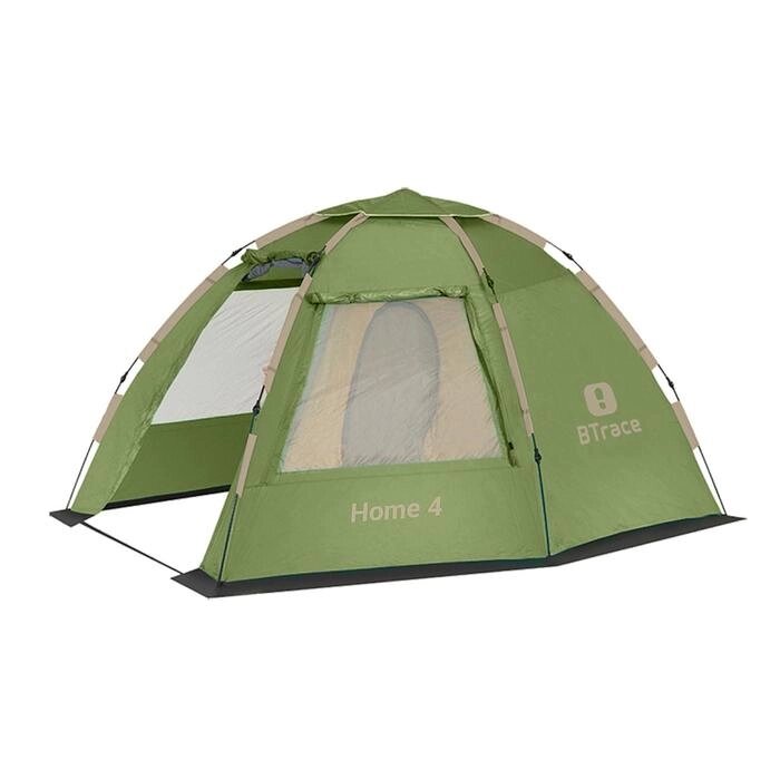 Палатка BTrace Home 4 быстросборная, зеленый от компании Интернет-гипермаркет «MALL24» - фото 1