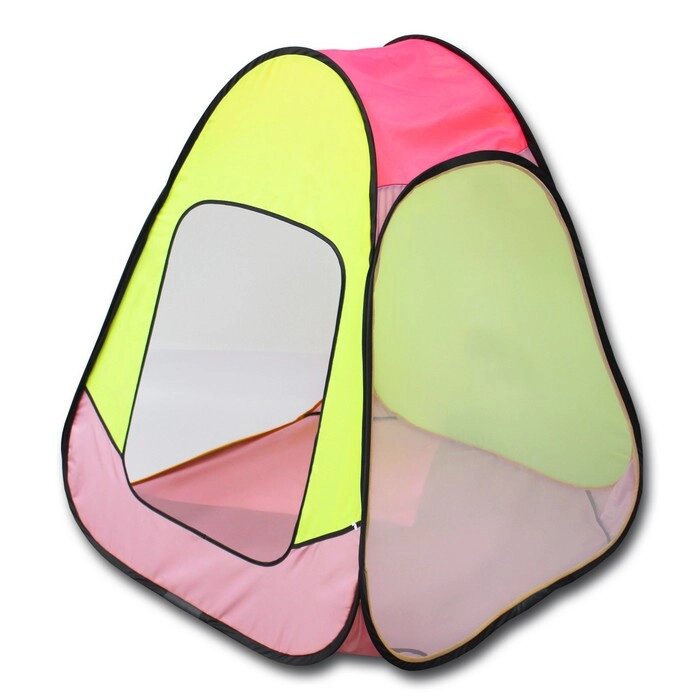 Палатка детская игровая "Радужный домик" цвет розовый/лимон.  75х75х90 от компании Интернет-гипермаркет «MALL24» - фото 1