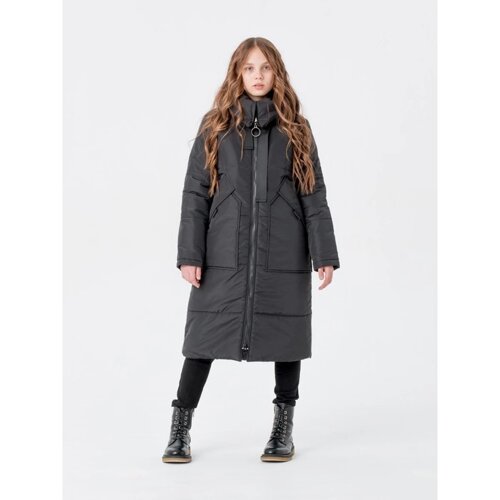 Пальто для девочки, рост 158 см, цвет чёрный