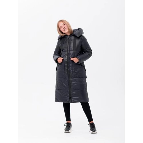 Пальто для девочки, рост 164 см, цвет чёрный