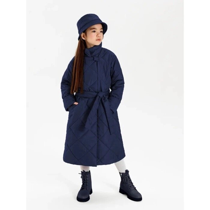 Пальто стёганое для девочек TRENDY, рост 122-128 см, цвет синий от компании Интернет-гипермаркет «MALL24» - фото 1
