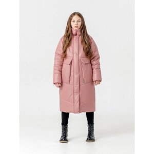 Пальто зимнее для девочки "Лена", рост 158 см, цвет пыльня роза