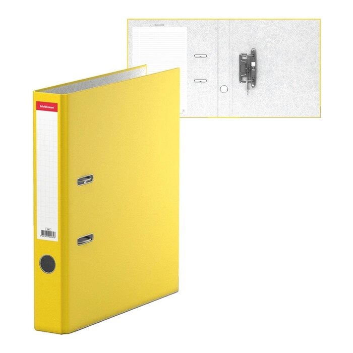 Папка-регистратор А4, 50мм "Стандарт", собранный, желтый, этикетка на корешке, металлический кант, картон от компании Интернет-гипермаркет «MALL24» - фото 1