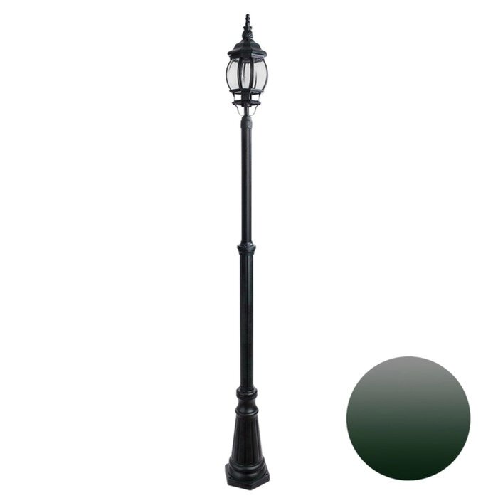 Парковый светильник Arte Lamp Atlanta A1047PA-1BGB, E27, 75 Вт, 16х16х226 см, медный, зелёный от компании Интернет-гипермаркет «MALL24» - фото 1