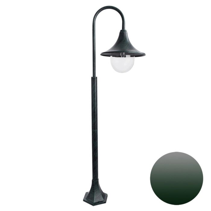 Парковый светильник Arte Lamp Malaga A1086PA-1BGB, E27, 75 Вт, 28х33х120 см, медный, зелёный от компании Интернет-гипермаркет «MALL24» - фото 1