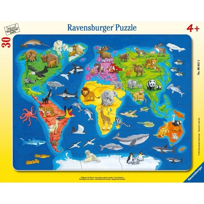 Пазл Ravensburger "Карта мира с животными", 30 элементов от компании Интернет-гипермаркет «MALL24» - фото 1