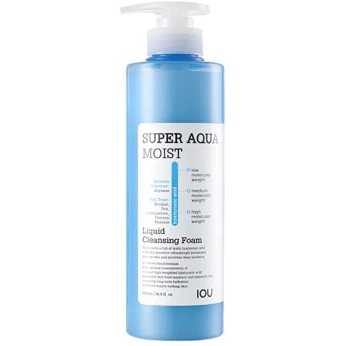 Пенка для лица увлажняющая с дозатором IOU Super Aqua Moist Liquid Cleansing Foam от компании Интернет-гипермаркет «MALL24» - фото 1