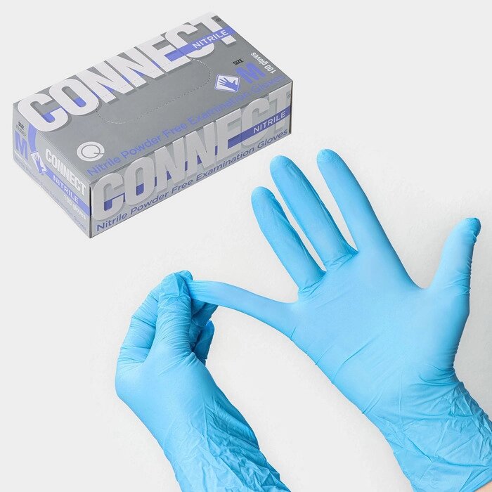 Перчатки CONNECT NITRILE смотр. нестер. нитрил. (PULIN) (6 (S)) 200 шт/уп (100 пар) от компании Интернет-гипермаркет «MALL24» - фото 1