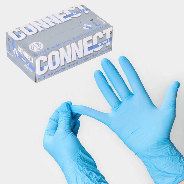 Перчатки CONNECT NITRILE смотр. нестер. нитрил. (PULIN) (8 (L)) 200 шт/уп (100 пар) от компании Интернет-гипермаркет «MALL24» - фото 1