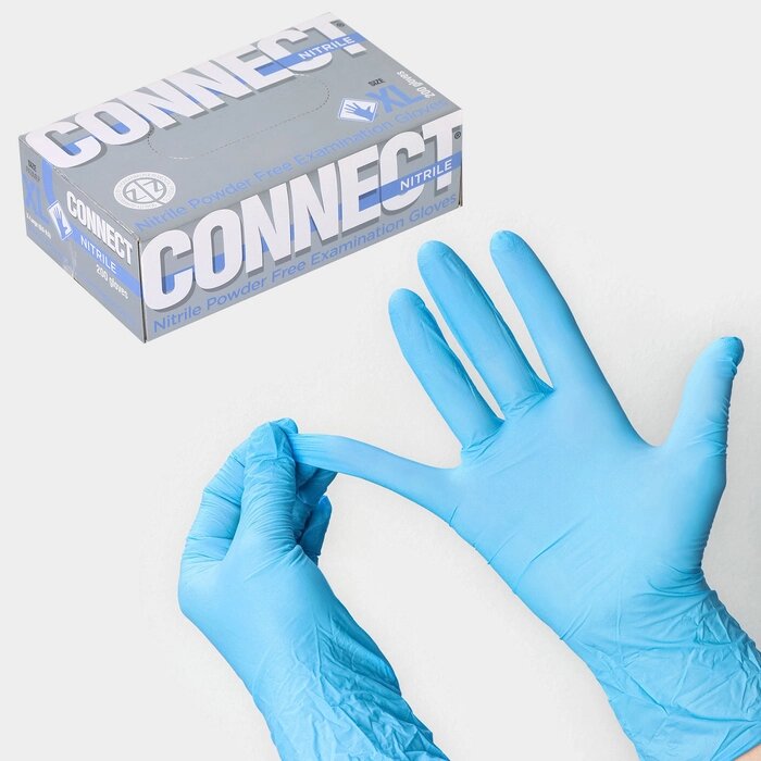 Перчатки CONNECT NITRILE смотр. нестер. нитрил. (PULIN) (9(XL)) 200 шт/уп (100 пар) от компании Интернет-гипермаркет «MALL24» - фото 1