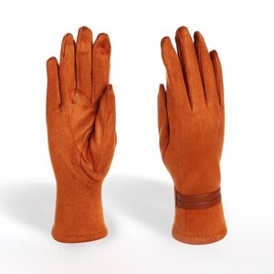 Перчатки жен 24*0,3*8,5 см, замша, безразм, без утеплителя, 2 полосы, рыжий