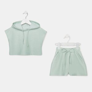 Комлект для девочки (топ, шорты) MINAKU: Casual Collection цвет оливковый, рост 110