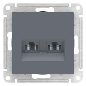 Розетка SE ATLASDESIGN, двойная, компьютерная, RJ45+RJ45, кат. 5E, механизм, цвет грифель