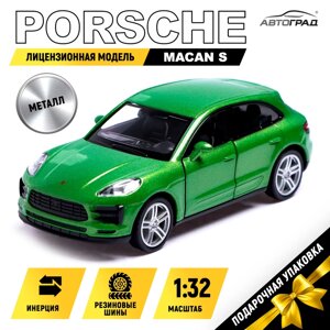 Машина металлическая PORSCHE MACAN S, 1:32, открываются двери, инерция, цвет зелёный