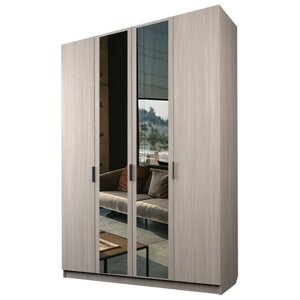 Шкаф 4-х дверный "Экон", 16005202300 мм, 2 зеркала, цвет ясень шимо светлый