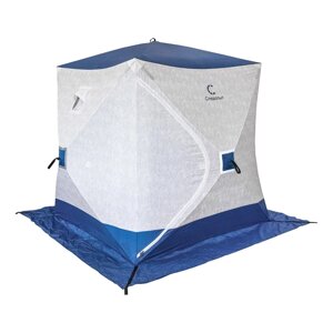 Палатка зимняя куб СЛЕДОПЫТ 1,8 х1,8 м, ткань Oxford, цвет сине-белый с принтом