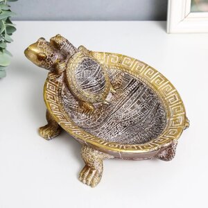 Сувенир полистоун подставка "Черепаха сухопутная"узоры на цветном панцире 22х25,5х9 см