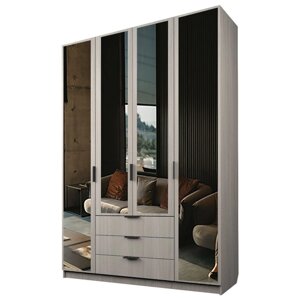 Шкаф 4-х дверный "Экон", 16005202300 мм, 3 ящика, 4 зеркала, цвет ясень шимо светлый