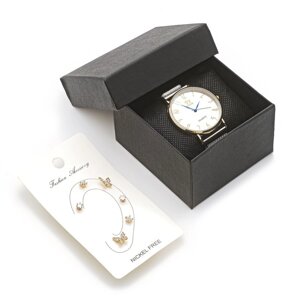 Подарочный набор 2 в 1 Часы наручные женские ShiKai 024 d=3.8 см , серьги