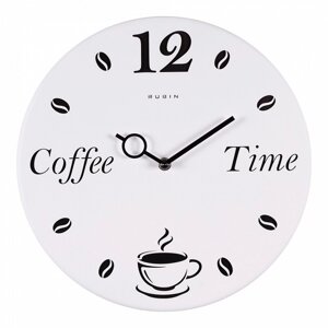 Часы настенные интерьерные из металла Coffee Time, бесшумные, d-32 см, чёрно-белые, АА