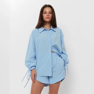 Комплект женский (блузка, шорты) MINAKU: Casual Collection цвет голубой, р-р 48