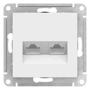 Розетка SE ATLASDESIGN, двойная, компьютерная, RJ45+RJ45, кат. 5E, механизм, белый