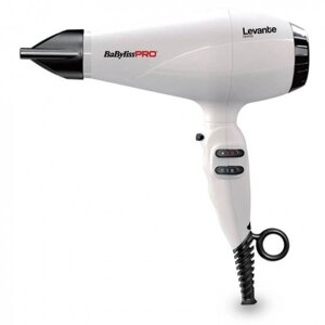 Фен BaByliss BAB6950WIE LEVANTE-HQ, 2100 Вт, 2 скорости, 3 режима, 2 насадки, ионизация белый 7909