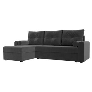 Угловой диван "Верона Лайт", еврокнижка, левый угол, велюр, цвет серый