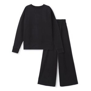 Комплект (свитшот, брюки) для девочки, цвет черный, рост 152-158 см