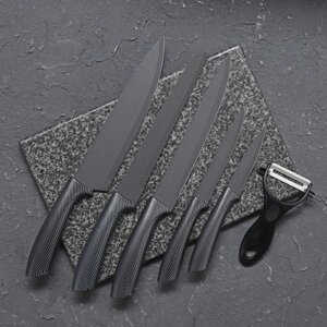 Набор кухонных ножей "Гипноз", 6 предметов, цвет чёрный