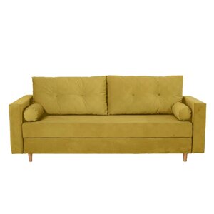 Прямой диван "Киото", механизм еврокнижка, велюр, цвет горчичный