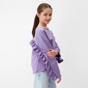 Свитшот для девочки MINAKU: Casual Collection KIDS, цвет сиреневый, рост 146 см