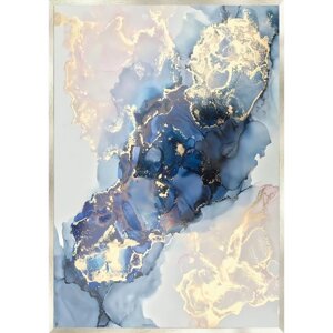 Репродукция картины "Сине-золотая абстракция", 70х100 см, рама 22-016