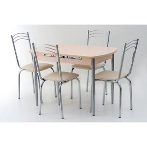 Комплект "Вегас NEW", стол 1100(1450) 700 750 мм, 4 стула, цвет дуб молочный