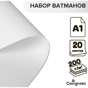 Набор 20л ватман чертежный А1 200г/м2 В А1