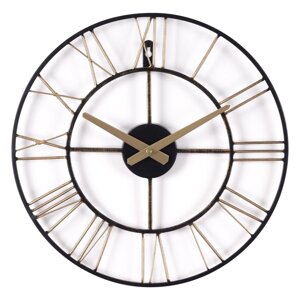 Часы настеные, серия: Лофт, плавный ход, d-40 см, бронза