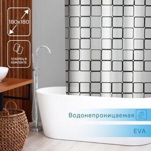Штора для ванной комнаты Доляна "Графика", 180180 см, PEVA