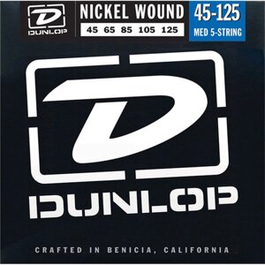 Комплект струн для бас-гитары Dunlop DBN45125, никелированные, Medium, 45-125