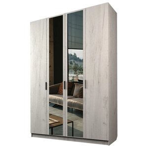 Шкаф 4-х дверный "Экон", 16005202300 мм, 2 зеркала, цвет дуб крафт белый