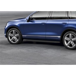 Пороги на автомобиль "Premium-Black" Rival для Volkswagen Touareg II рестайлинг (R-Line) 2014-2018, 193 см, 2